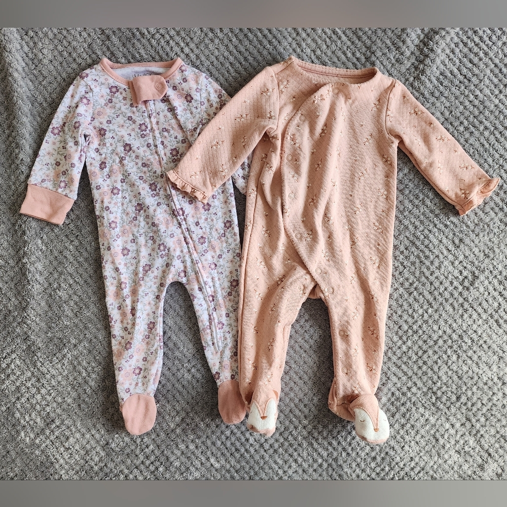Floral and Peach Kids Footie Set